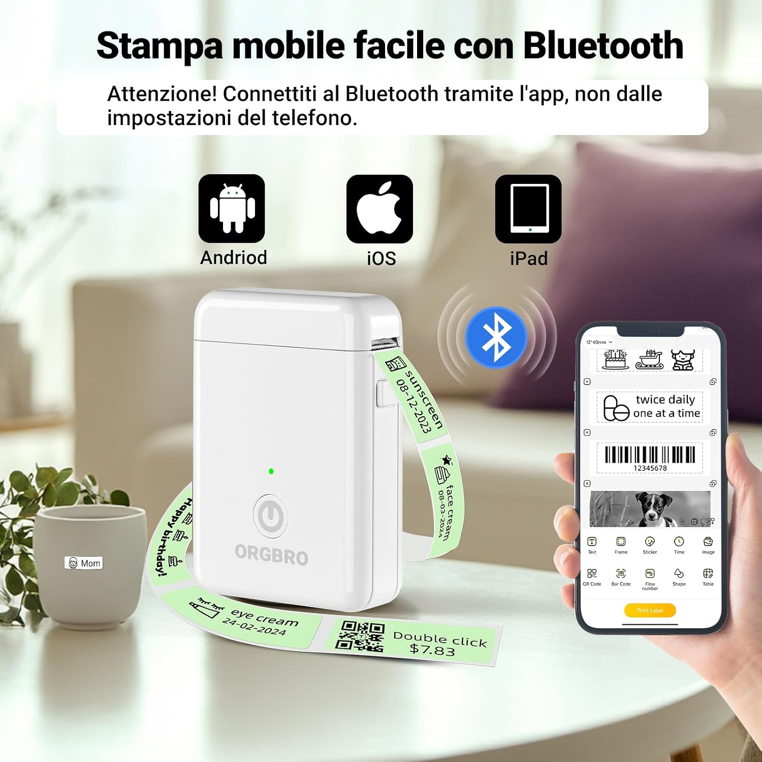 Detalle de ORGBRO X1 Etichettatrice Termica Portatile 2000mAh