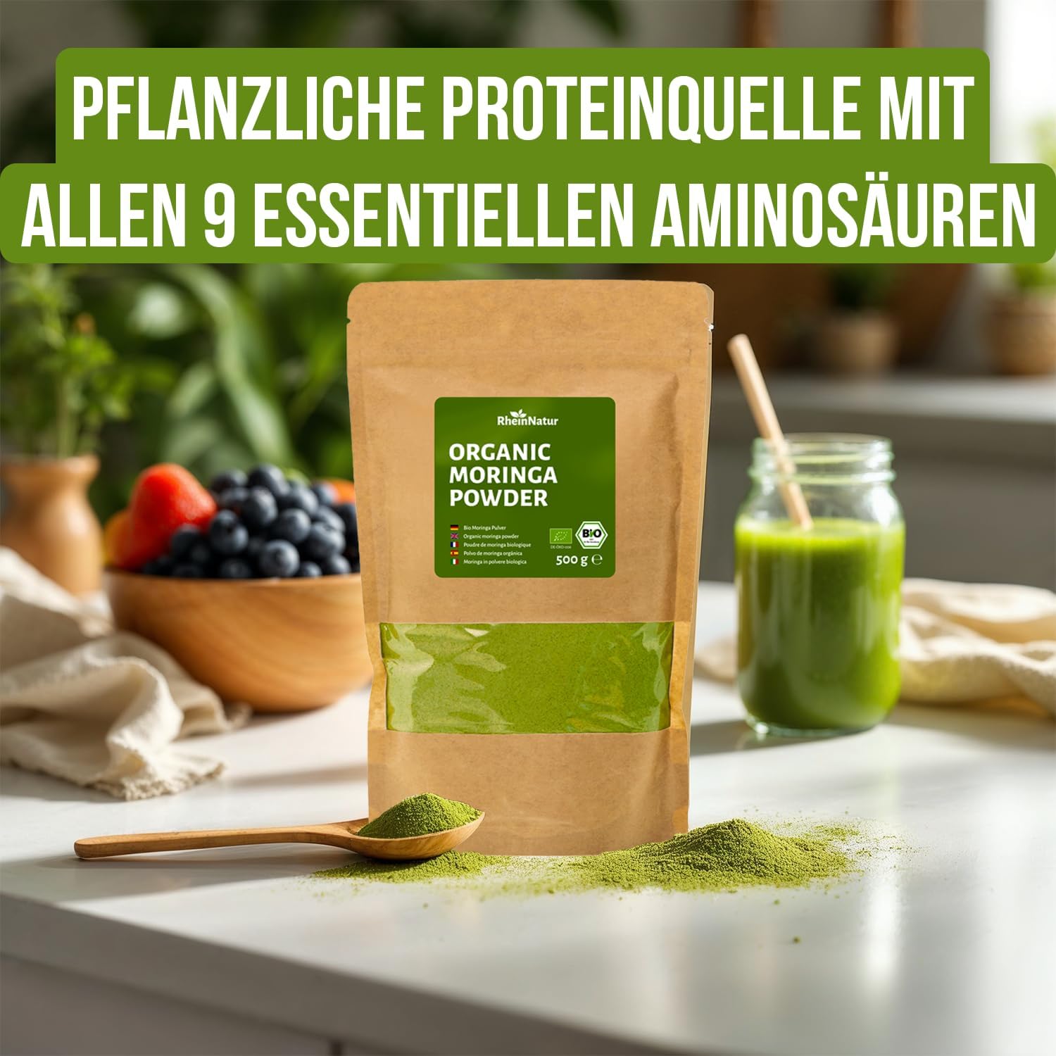 Thumbnail 3 de RheinNatur biologisch moringapoeder 500 g zonder toevoegingen