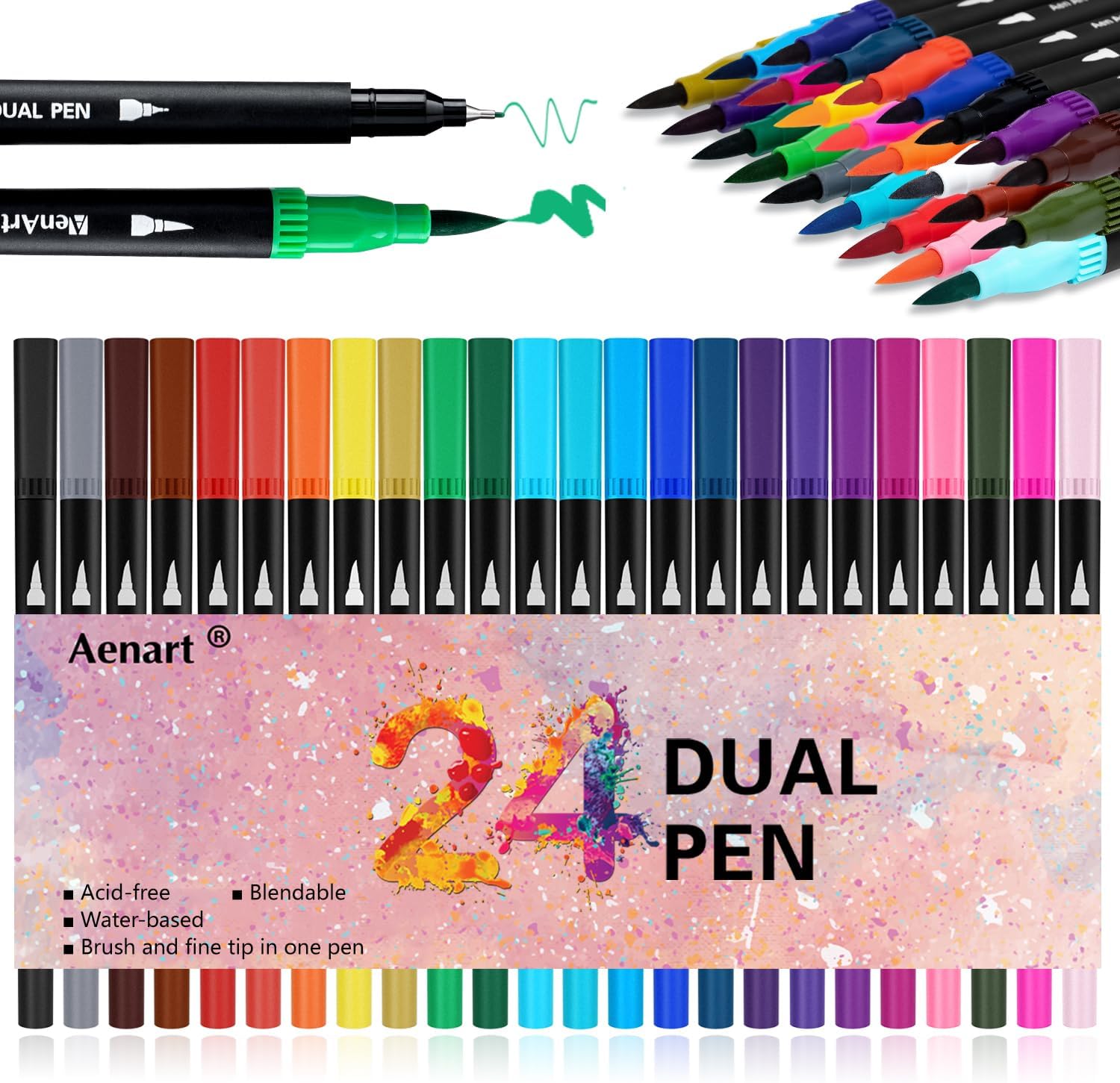 Aen Art Dual Brush Markers 24 colors 🎨