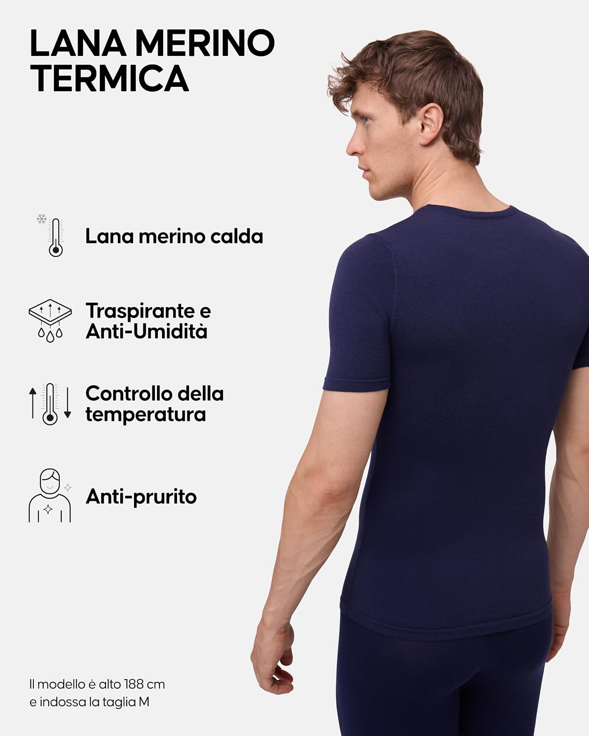 Detalle de DANISH ENDURANCE Maglietta Termica Uomo in Lana Merino - Manica corta, per Trekking e Sci