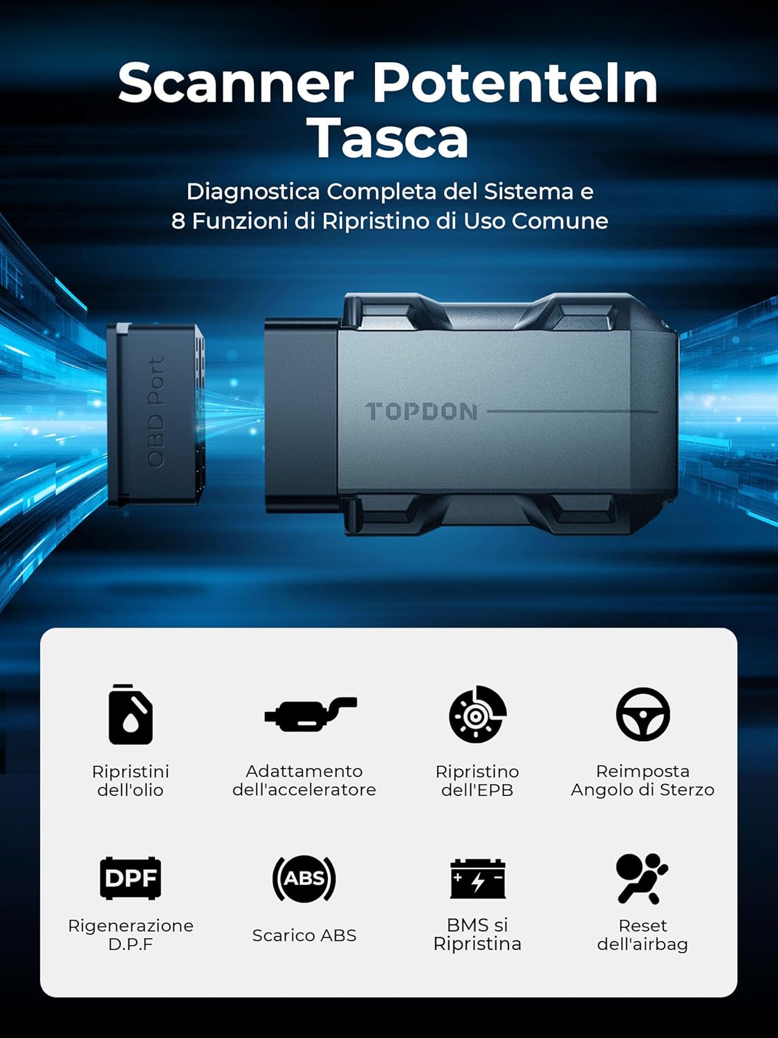 Detalle de TOPDON Topscan Lite: OBD2 Scanner Bluetooth per diagnosi wireless e test bidirezionali