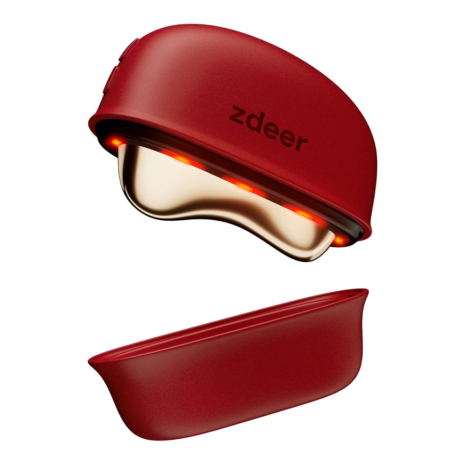 ZDEER LED Red Light Therapy for Face & Neck Massager (Red) with Heat and Vibration