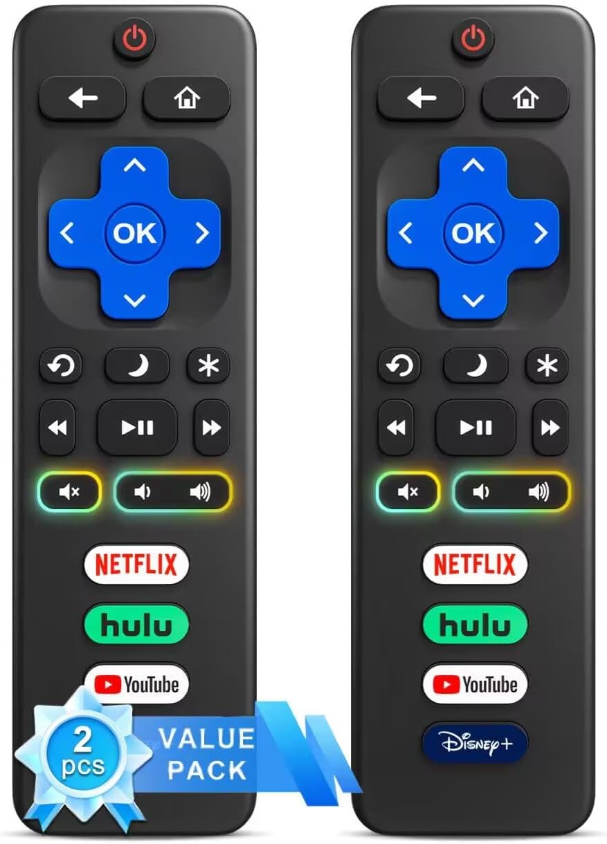 Detalle de 2-Pack Replacement Roku TV Remote for TCL/Hisense/Onn/Sharp/Philips Roku TV Series