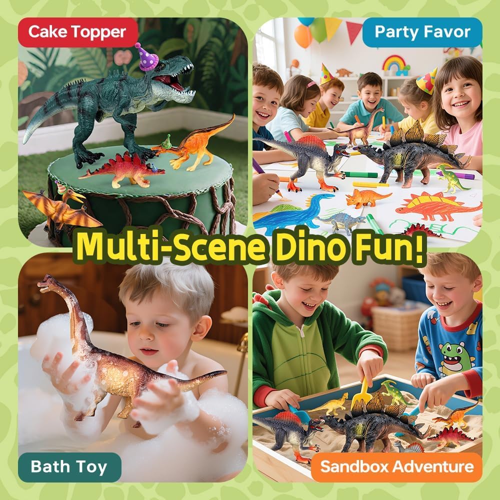 Detalle 2 de Drefirsa 14-Piece Dinosaur Figure Set for Kids (Jumbo & Small Dino Toys, Ages 3–8)