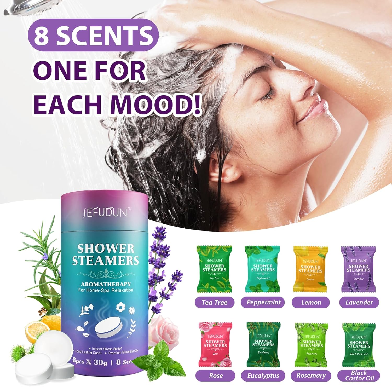 Detalle 2 de Shower Steamers Aromatherapy 8-pack for Relaxation