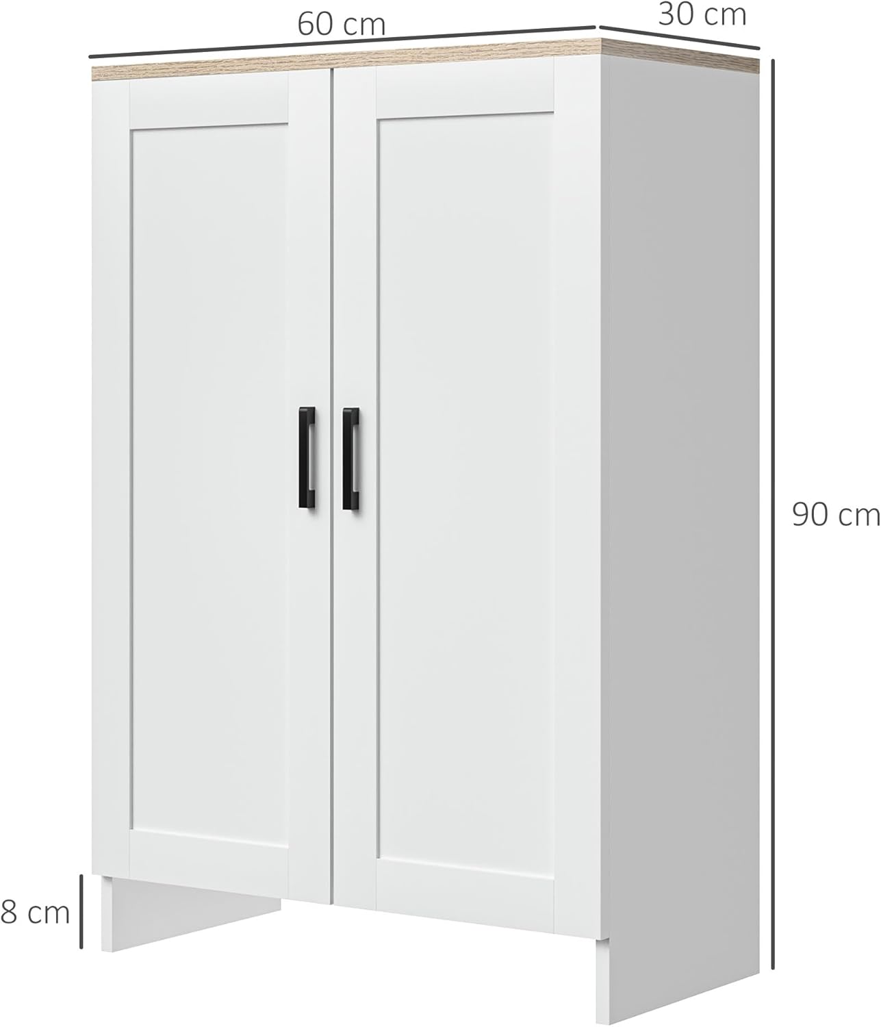 Thumbnail 2 de HOMCOM buffet blanc avec placard double porte et étagères réglables (60 x 30 x 90 cm)