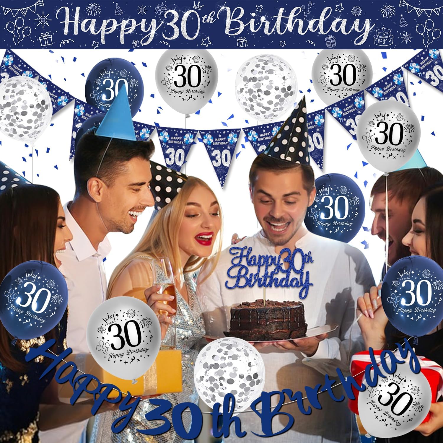 Thumbnail 3 de VICTERR 30th Birthday Banner with Balloons 🎈