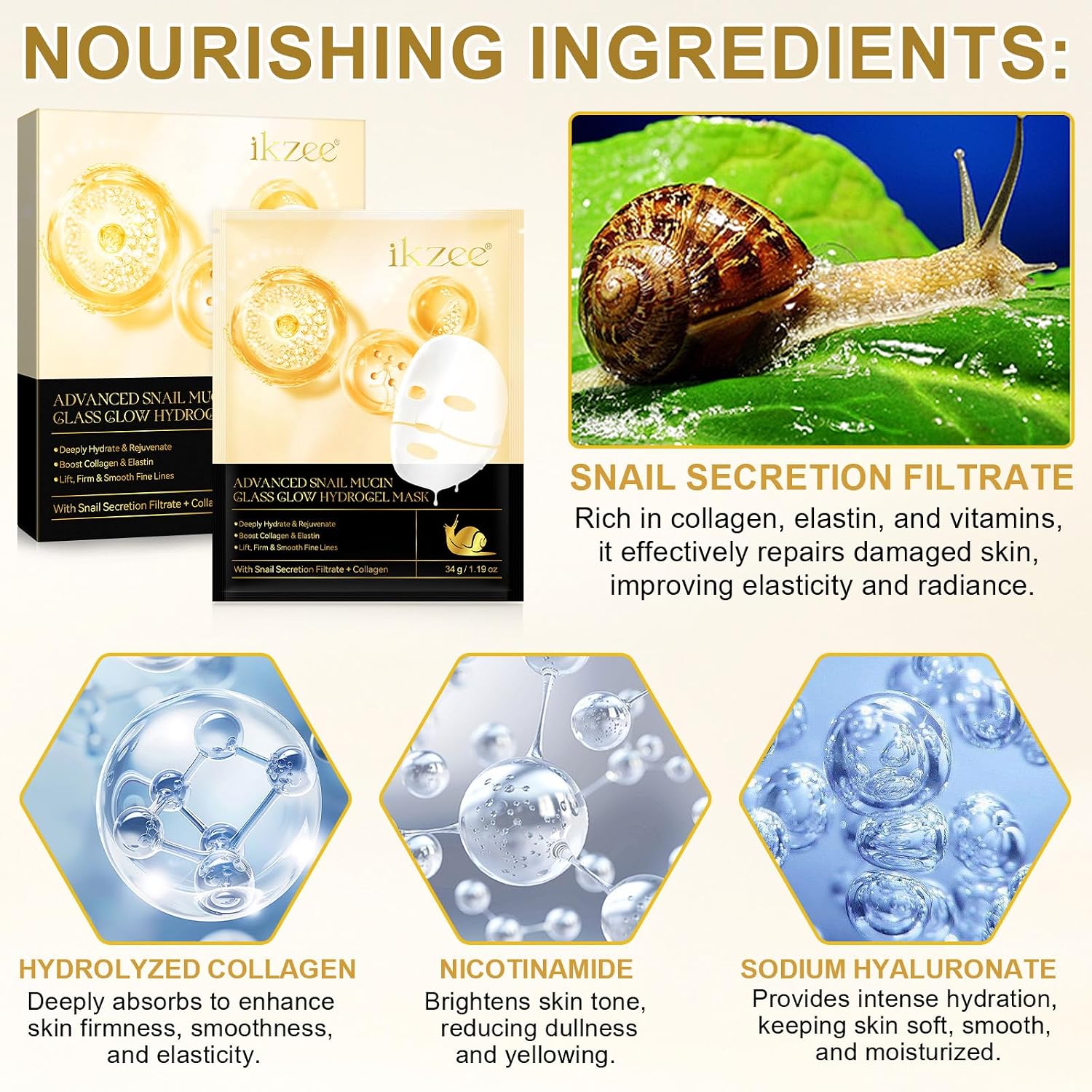 Thumbnail 2 de Advanced Snail Mucin Glass Glow Hydrogel Face Masks 1 unidad