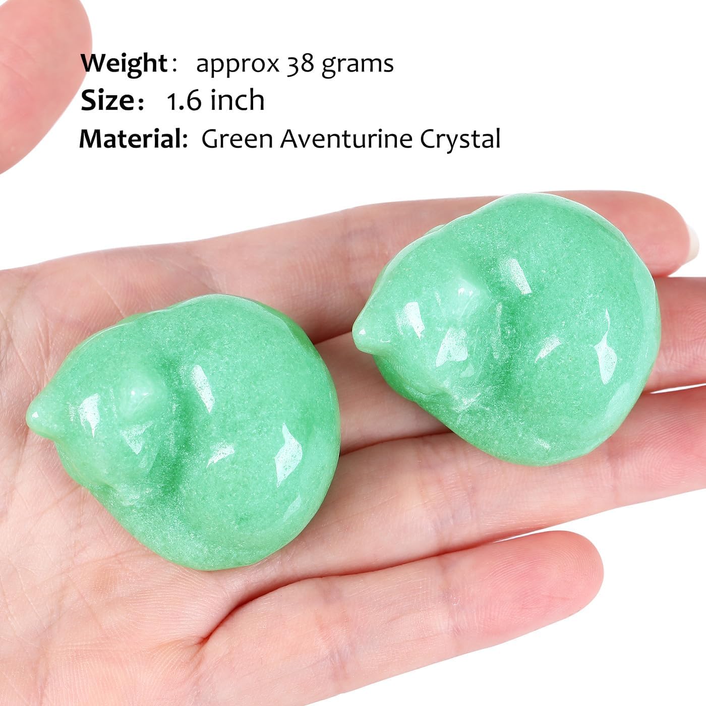 Detalle de XIANNVXI Green Sleeping Cat Ornament 38mm Aventurine Crystal Figurine