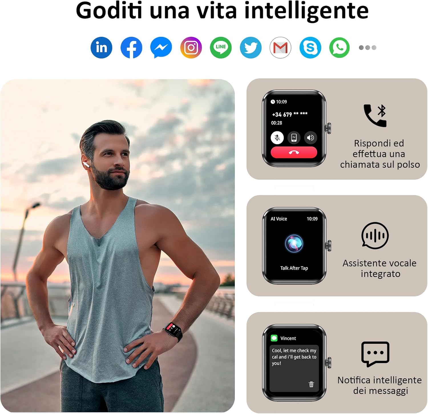 Thumbnail 1 de Blackview Smartwatch 1,85'' per Uomo e Donna: chiamate Bluetooth, monitoraggio salute e 100+ modalità sportive