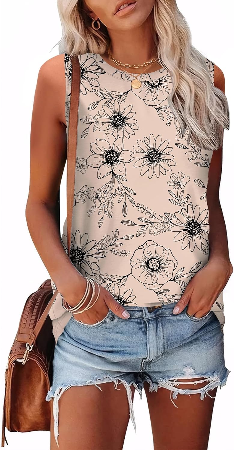 Thumbnail 1 de Sampeel Women’s Eyelet Loose Tank Tops with Crew Neck Detail (Sleeveless Summer Casual)