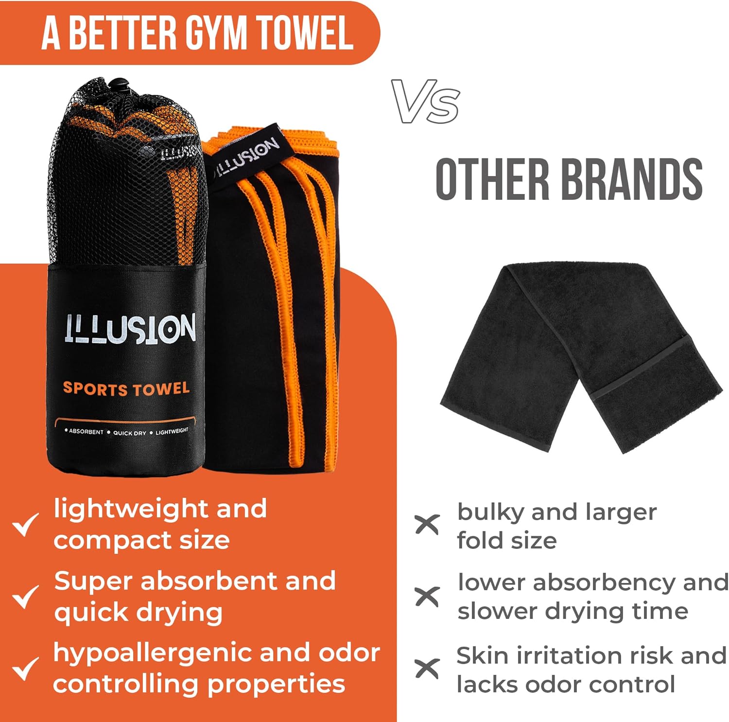 Detalle 2 de Illusion Small Microfibre Gym Towel (40x80cm) – Quick-Dry, Lightweight Travel Towel for Active Sports