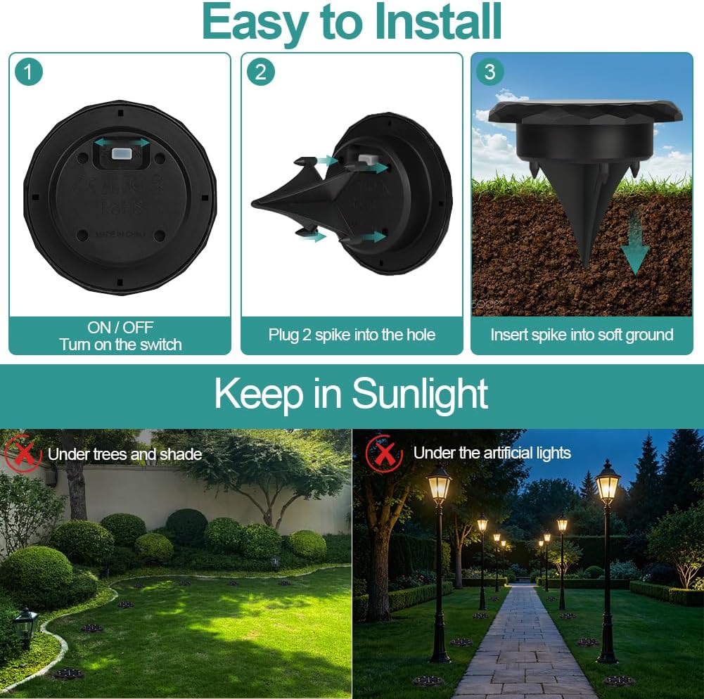 Detalle 2 de OSDUE P2-TYNDXKT260429-FBA solargrondspots, 10 stuks, 8 leds, IP65
