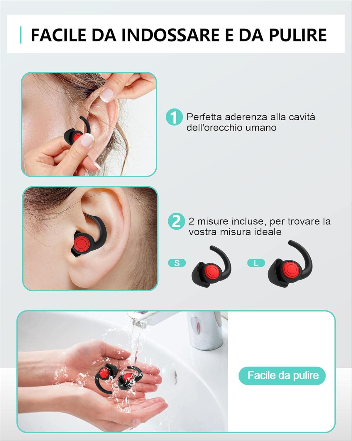 Detalle 2 de SUPCEAT Silicone Tappi Orecchie per Dormire 2 paia