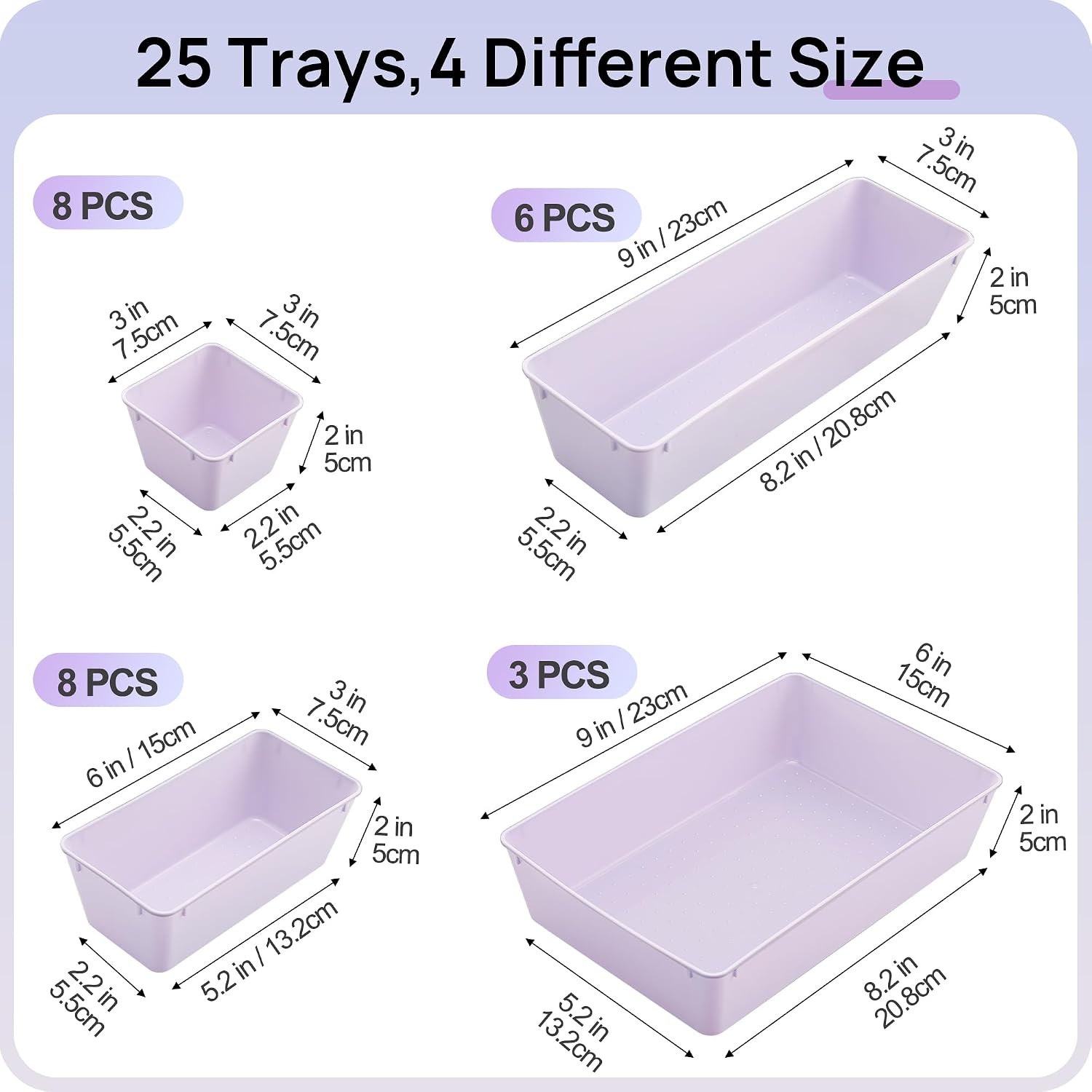 Thumbnail 1 de Vtopmart Plastic Drawer Organizers, 4 Sizes