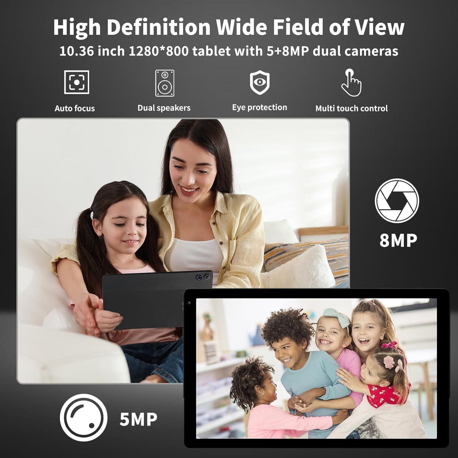 Thumbnail 2 de Ainmel 10.36 inch Android Tablet (Android 14) with Octa Core, 16GB RAM + 128GB, WiFi 6, Bluetooth 5.4, Dual Speakers