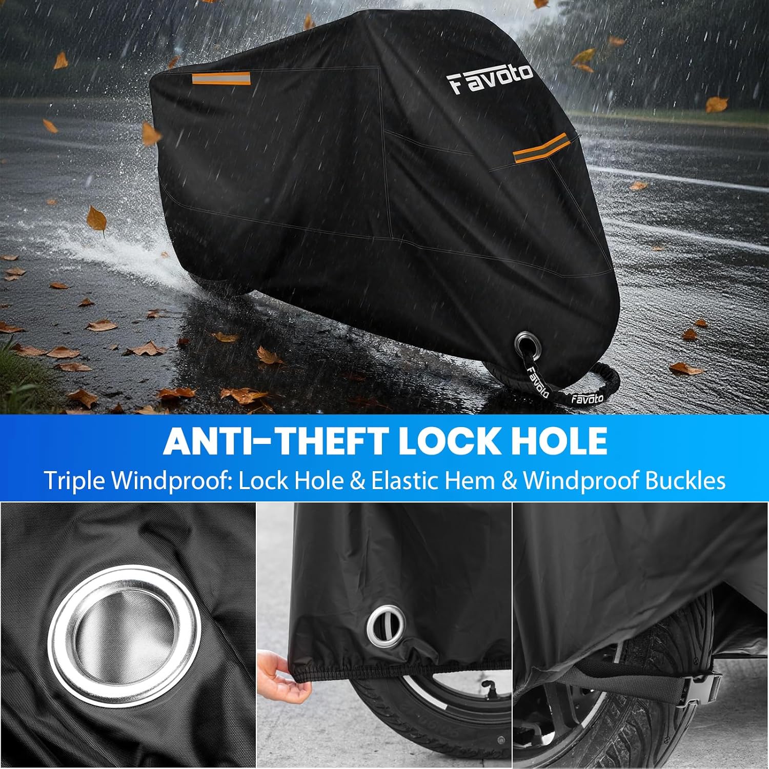 Detalle 2 de Favoto Motorcycle Cover 96.5" Waterproof โ๏ธ๐