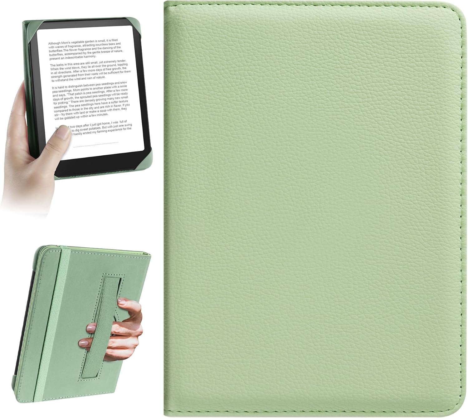 Detalle de HoYiXi Universal 6-inch eReader protective case (green) with elastic rope hand strap