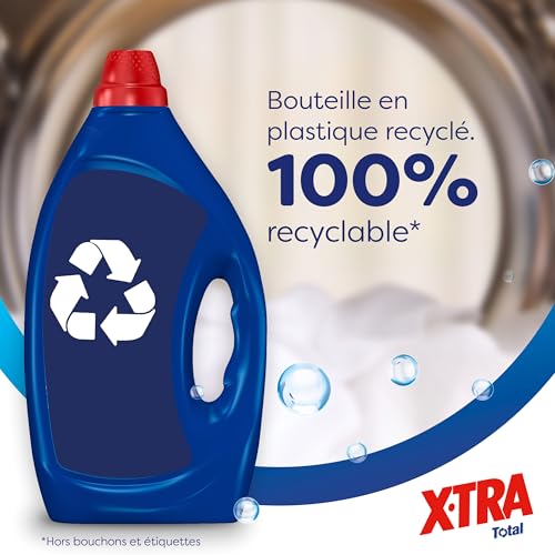 Detalle de X-TRA Total Lessive Liquide Tout en 1 – Efficacité anti-taches renforcée, cycle court, Éclat et Fraîcheur (85 lavages)