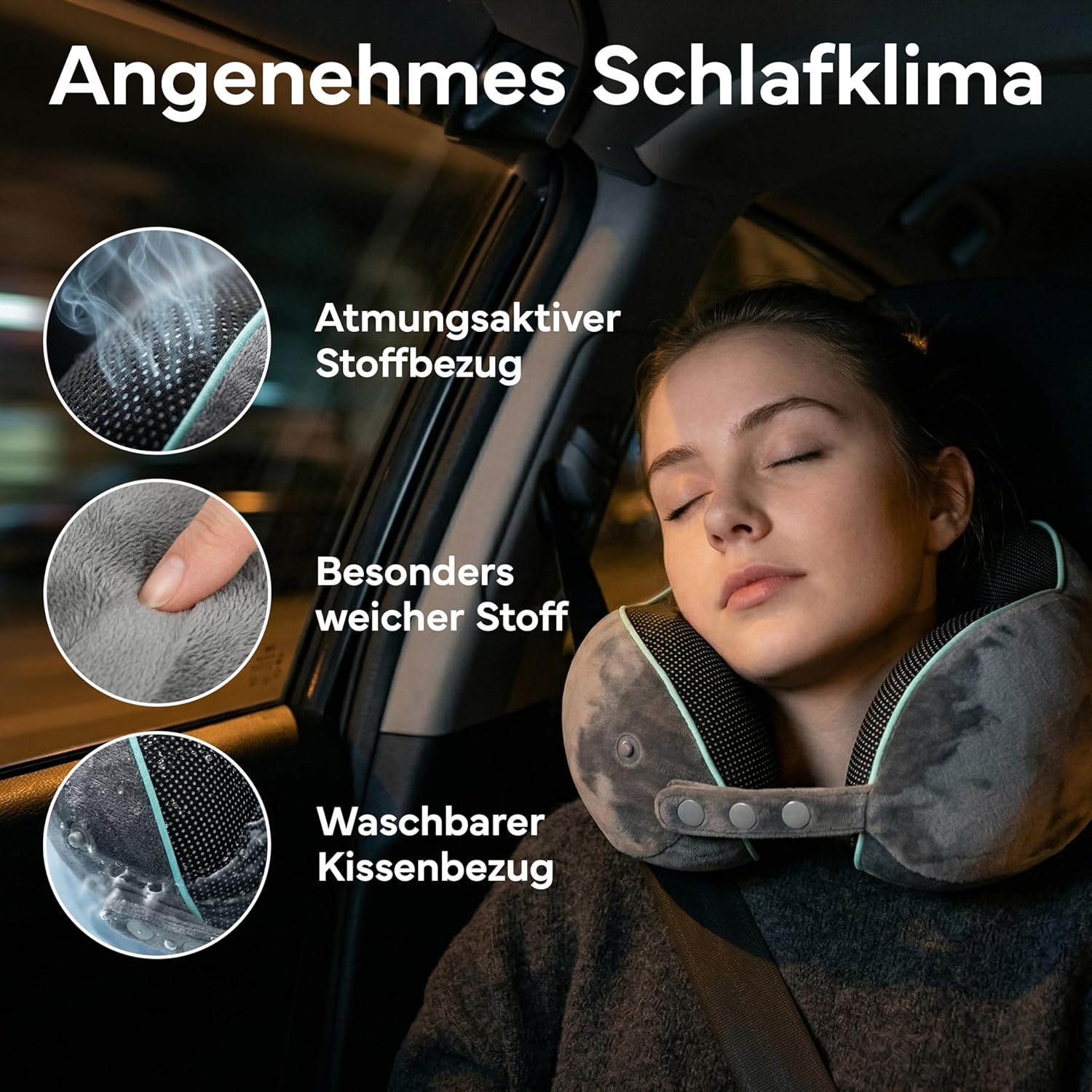 Thumbnail 6 de NEOLYMP Nackenkissen Flugzeug mit Kinnstütze – Memory Foam Reisekissen mit 360° Support, verstellbar 35–48 cm, inkl. Tasche und Kofferband