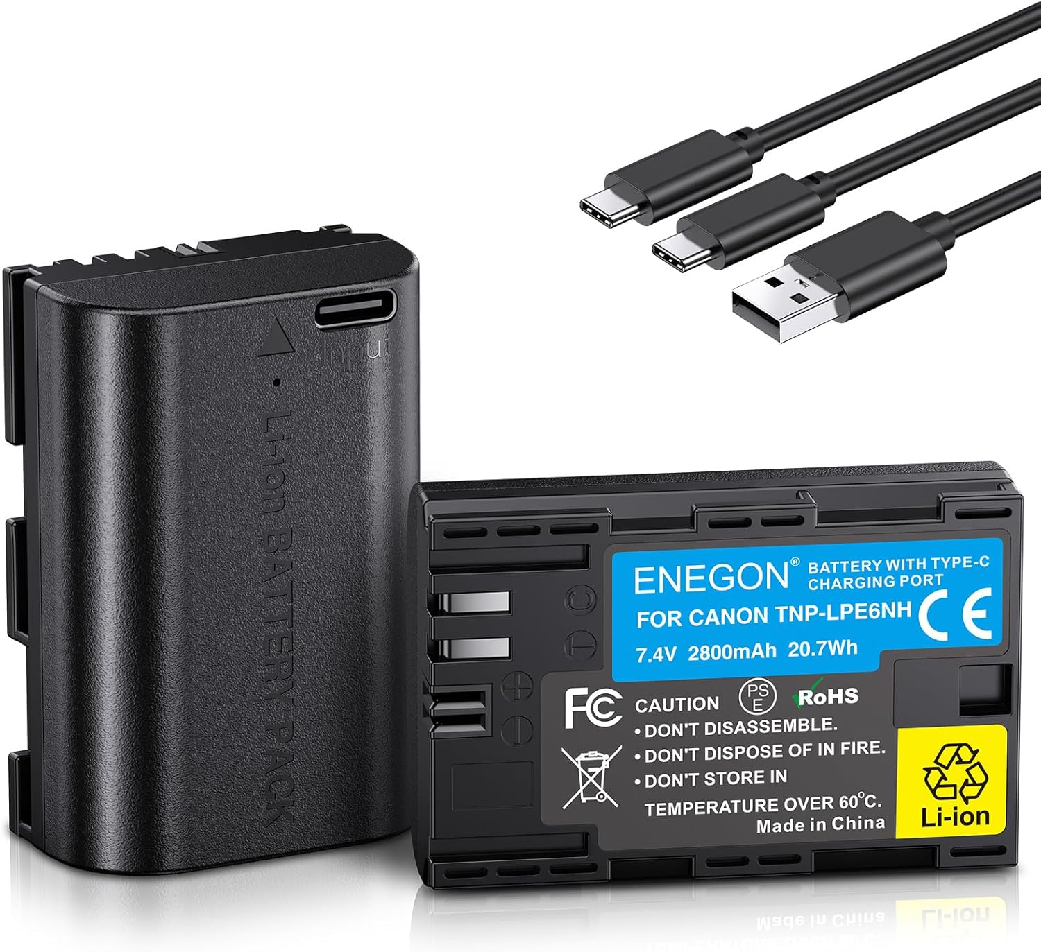 Detalle de ENEGON LP-E6NH Type-C Charging Port Battery (2x 2800mAh) for Canon EOS R, R7, R5, R6 and more