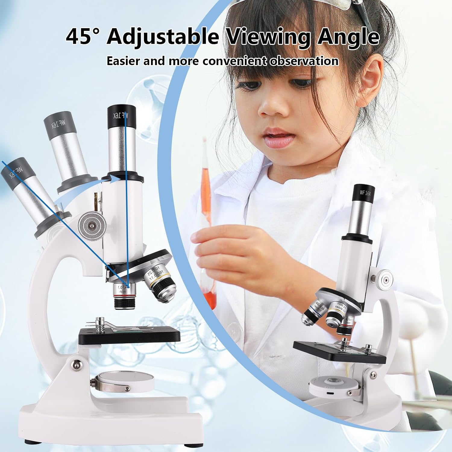 Thumbnail 5 de Microscope for Adults & Kids: 40X-2500X High-Power Compound Microscope with Slides Set & Phone Holder