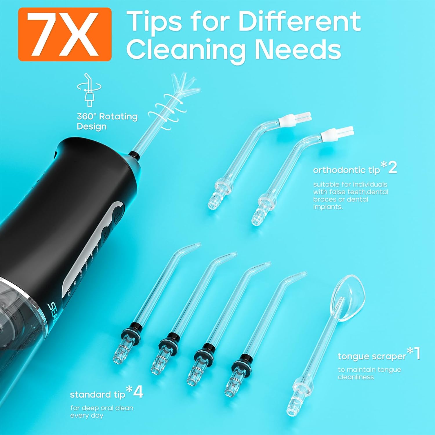 Thumbnail 3 de Seago Cordless Water Flosser SG-8019 with 300ml Tank and 7 Nozzles
