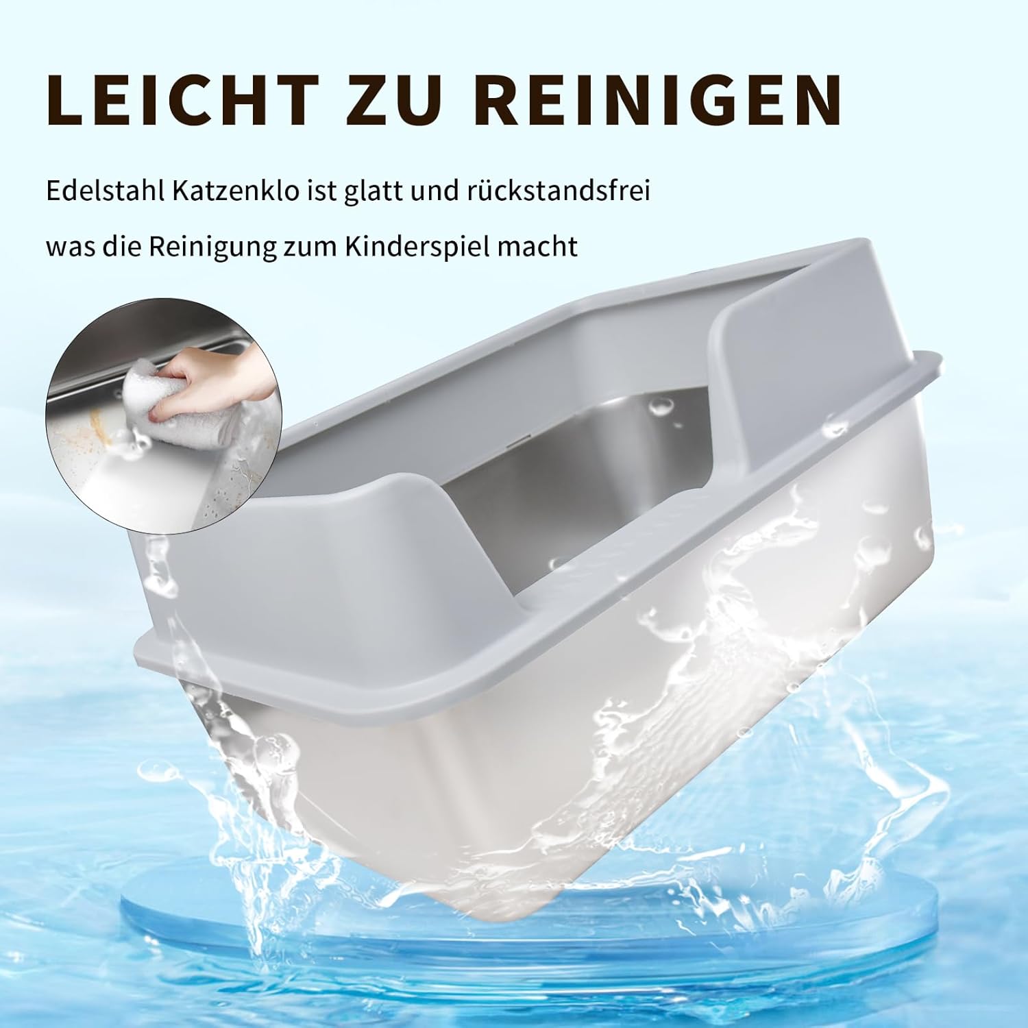 Thumbnail 3 de Katzenklo XXL Edelstahl 50×35×25 cm 🐾