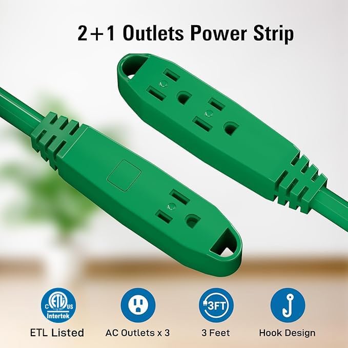 Detalle de K KASONIC FL-110A 12-Foot 3-Outlet Grounded Extension Cord