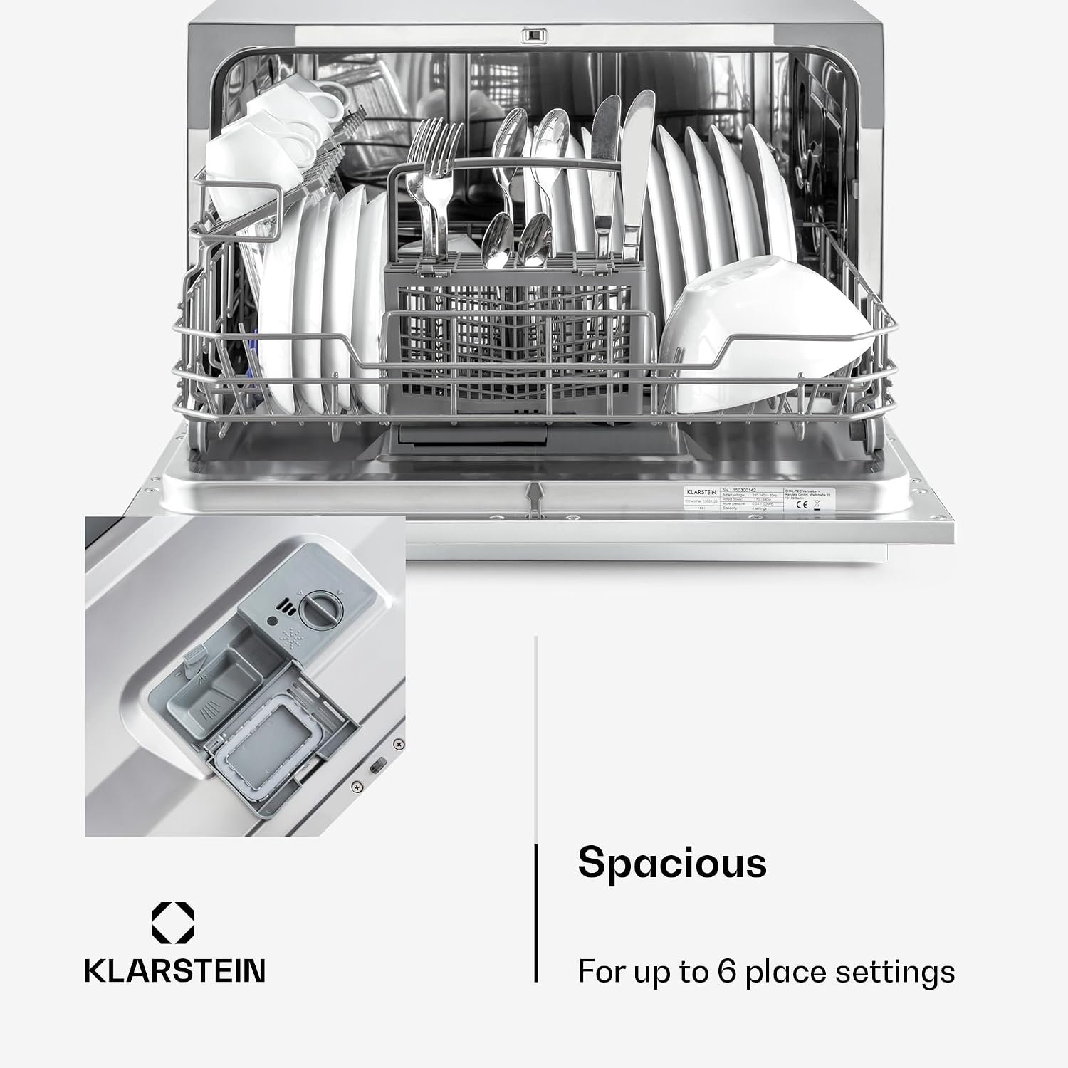 Detalle 1 de Klarstein DSM-Amazonia-6-Argen Table Top Dishwasher, 6 Place Settings