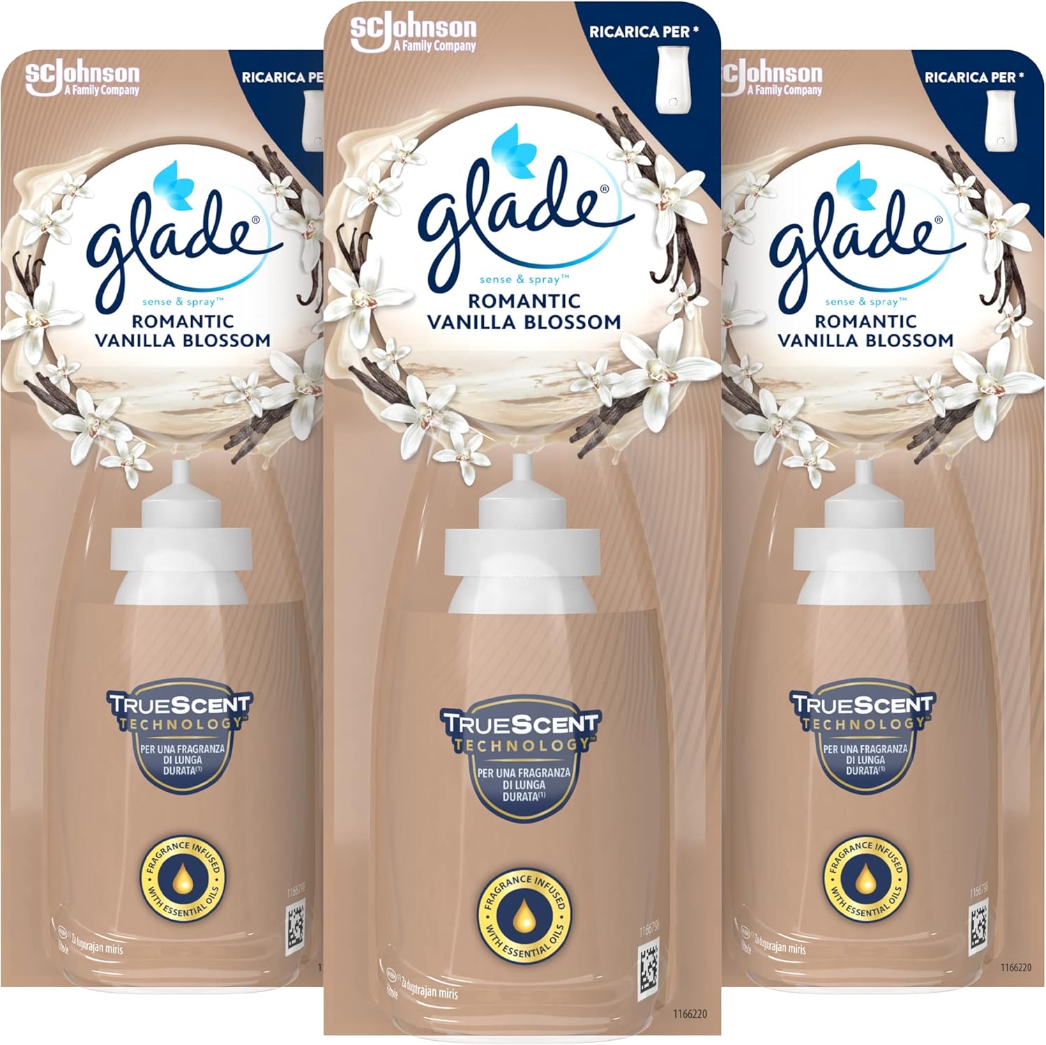 Detalle 2 de Glade Sense & Spray: Profumatore per Ambienti con Sensore di Movimento, Romantic Vanilla Blossom – 3 Ricariche 18 ml