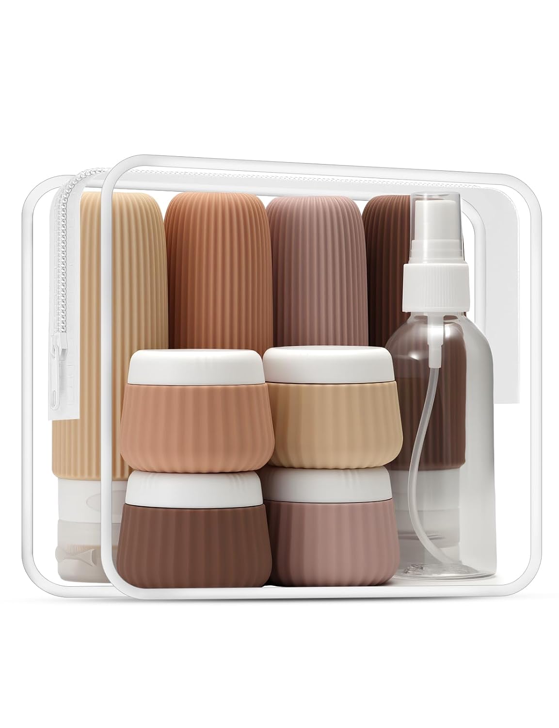 Detalle de Reiseflaschen zum Befüllen (9-teilig) – TSA-Set mit Silikonflaschen 90/30 ml und Zerstäuber