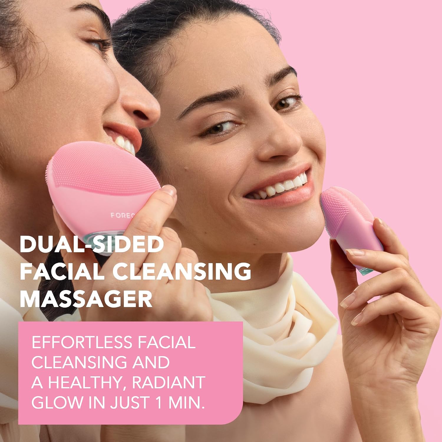 Detalle de FOREO LUNA 4 mini: spazzola detergente viso compatta, massaggio T-Sonic e Glow Boost per una pelle limpida e pronta all’assorbimento
