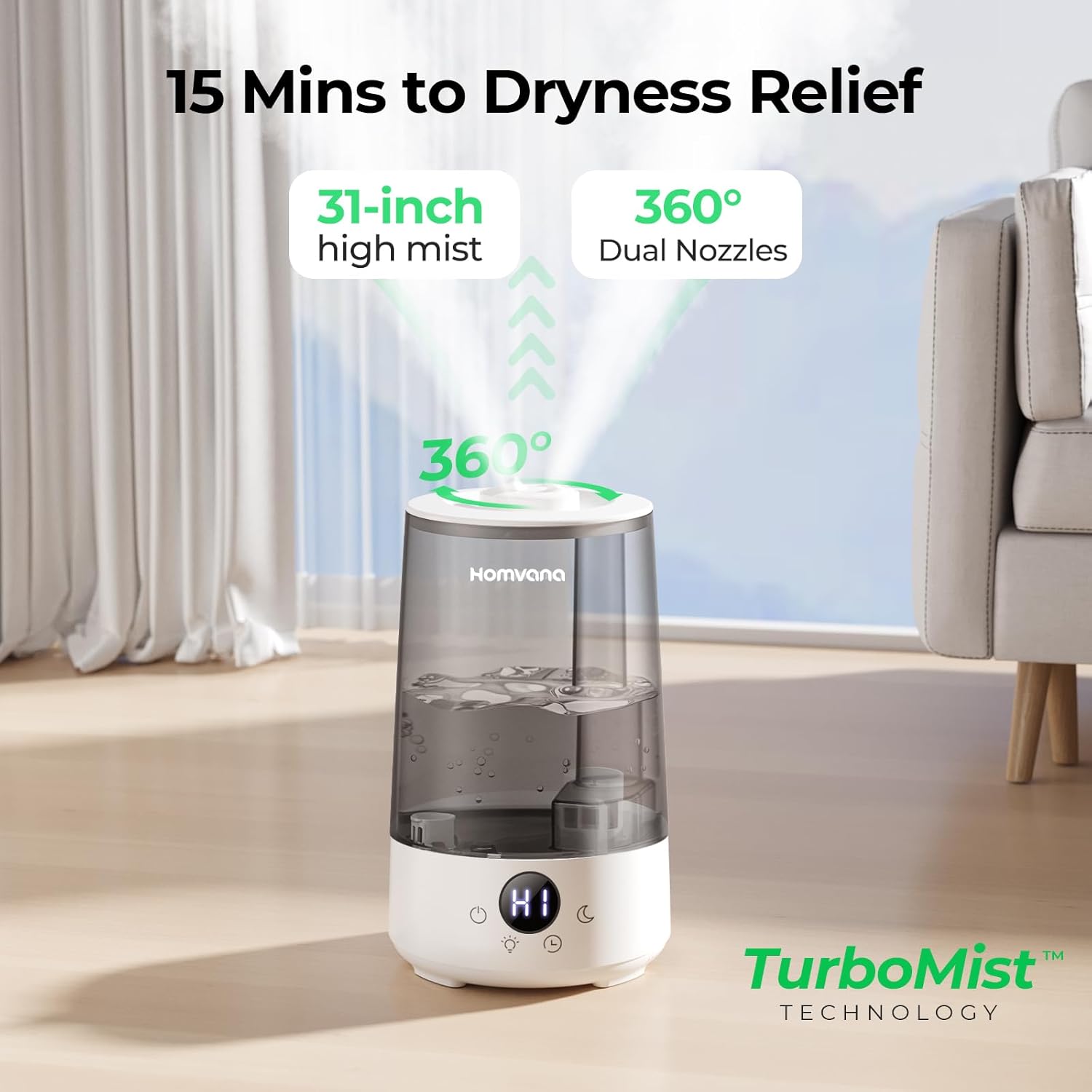Detalle 2 de Homvana 3.6L Cool Mist Humidifier