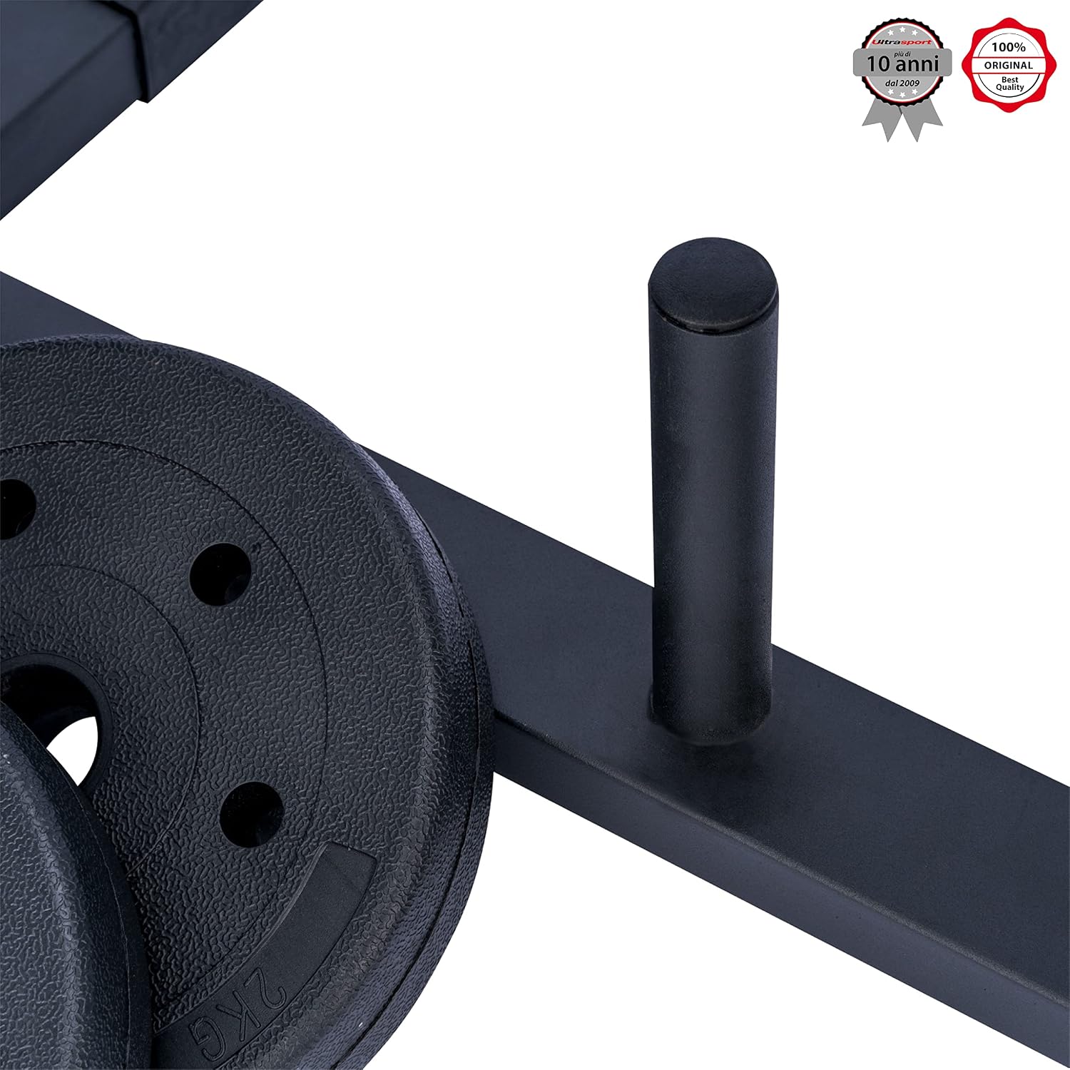 Detalle de Ultrasport supporto per dischi pesi: rastrelliera in acciaio per bilancieri e manubri