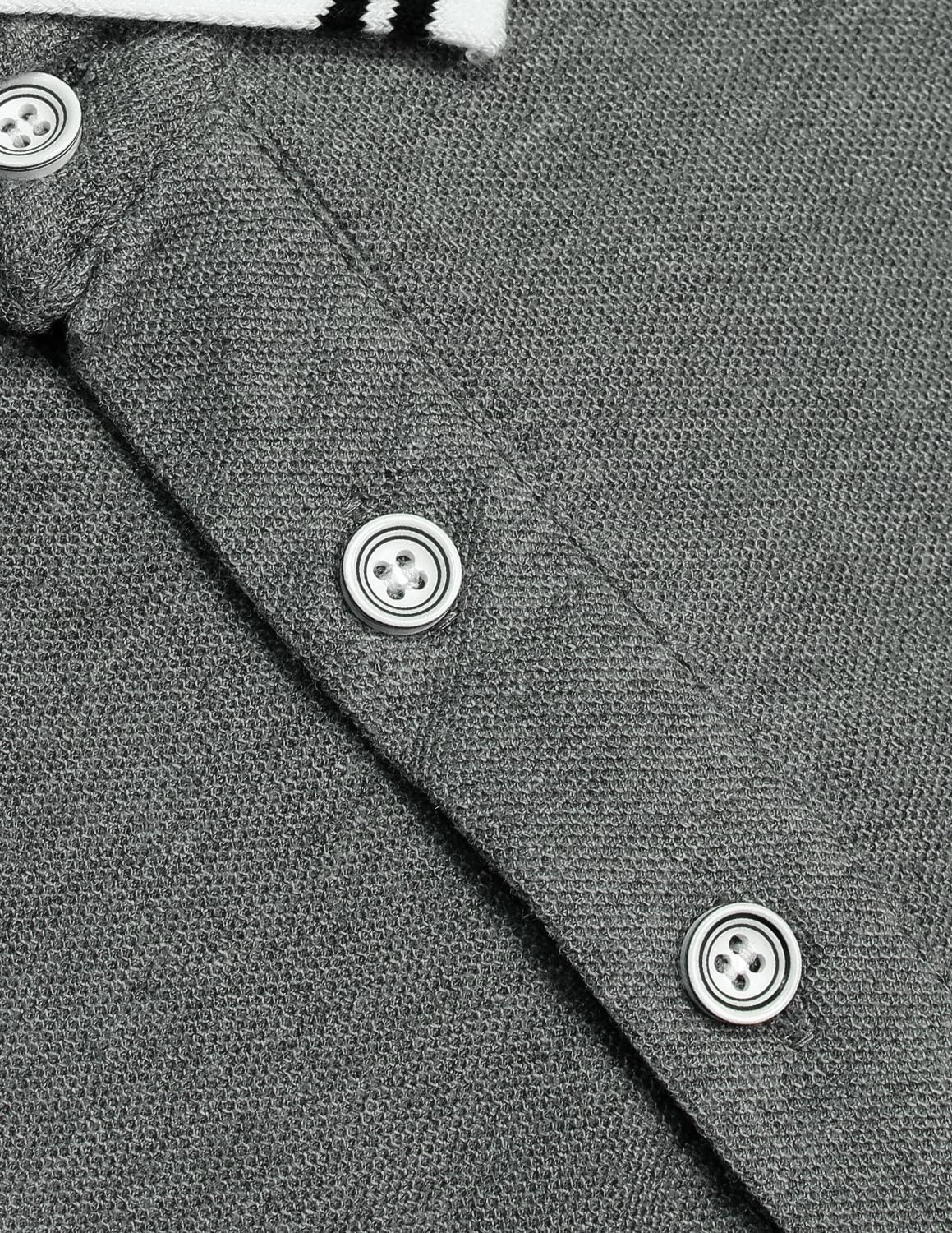 Detalle de LIUPMWE Poloshirt Herren Kurzarm Golf mit Tasche – Baumwolle, Kontrast-Ausschnitt