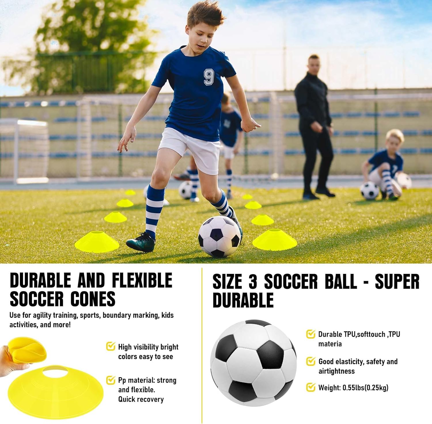 Thumbnail 4 de Soccer Goal Kids Backyard Set (2-Pack) with Training Equipment