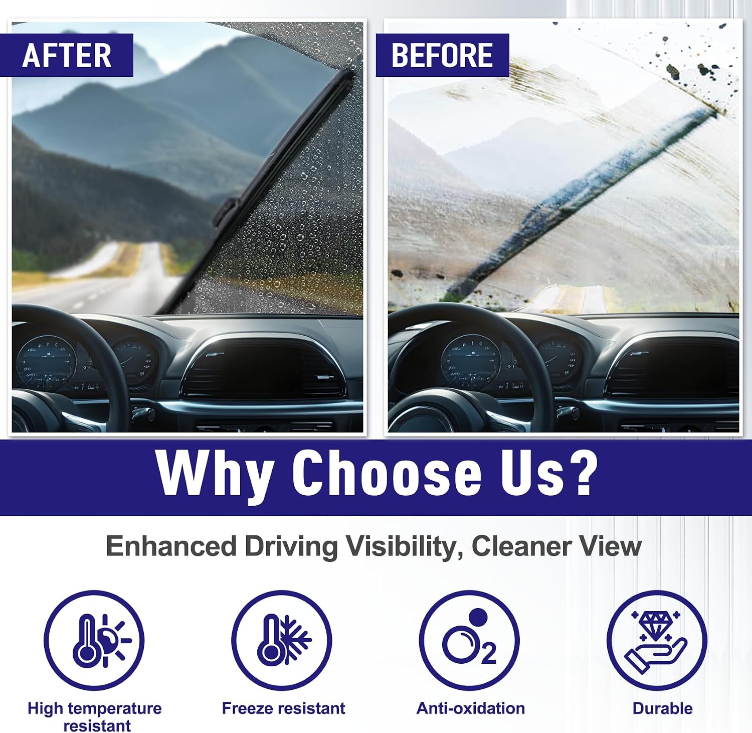 Detalle de AJK Front Windshield Wiper Blades for Honda Accord Crosstour (2010–2015) — Conventional, Vehicle-Specific Fit, Pack of 3