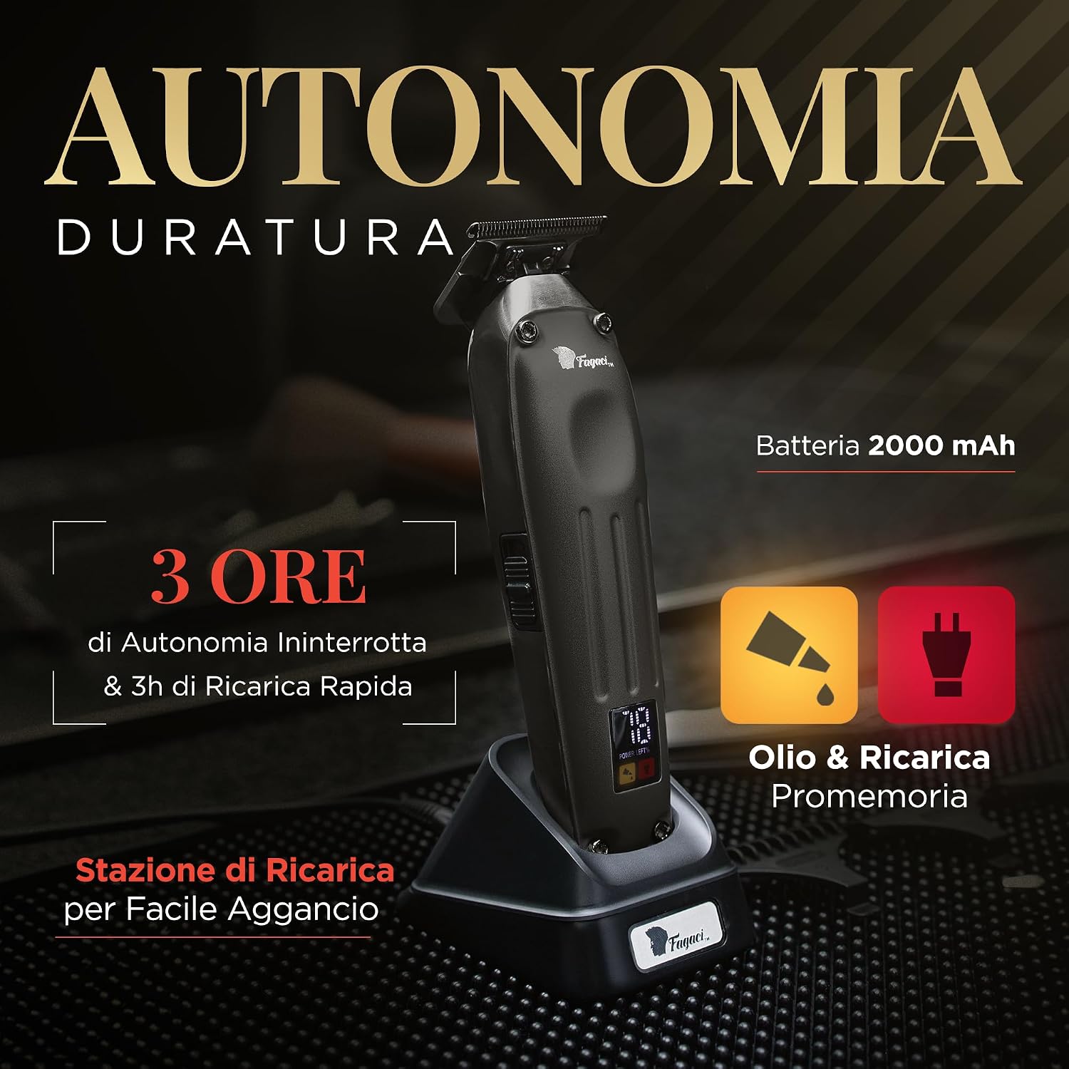 Detalle de Fagaci Macchinetta per Capelli Professionale Zero Gap – Tagliacapelli da Barbiere Brushless 7200 RPM
