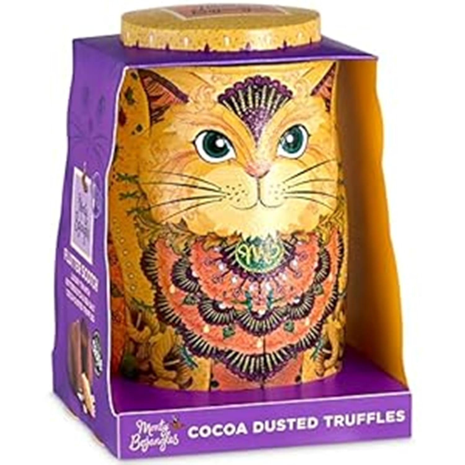 Detalle de Monty Bojangles Savanna Gold Schokoladentrüffel (135 g) – Flutter Scotch in Katzen-Design Sammlerdose