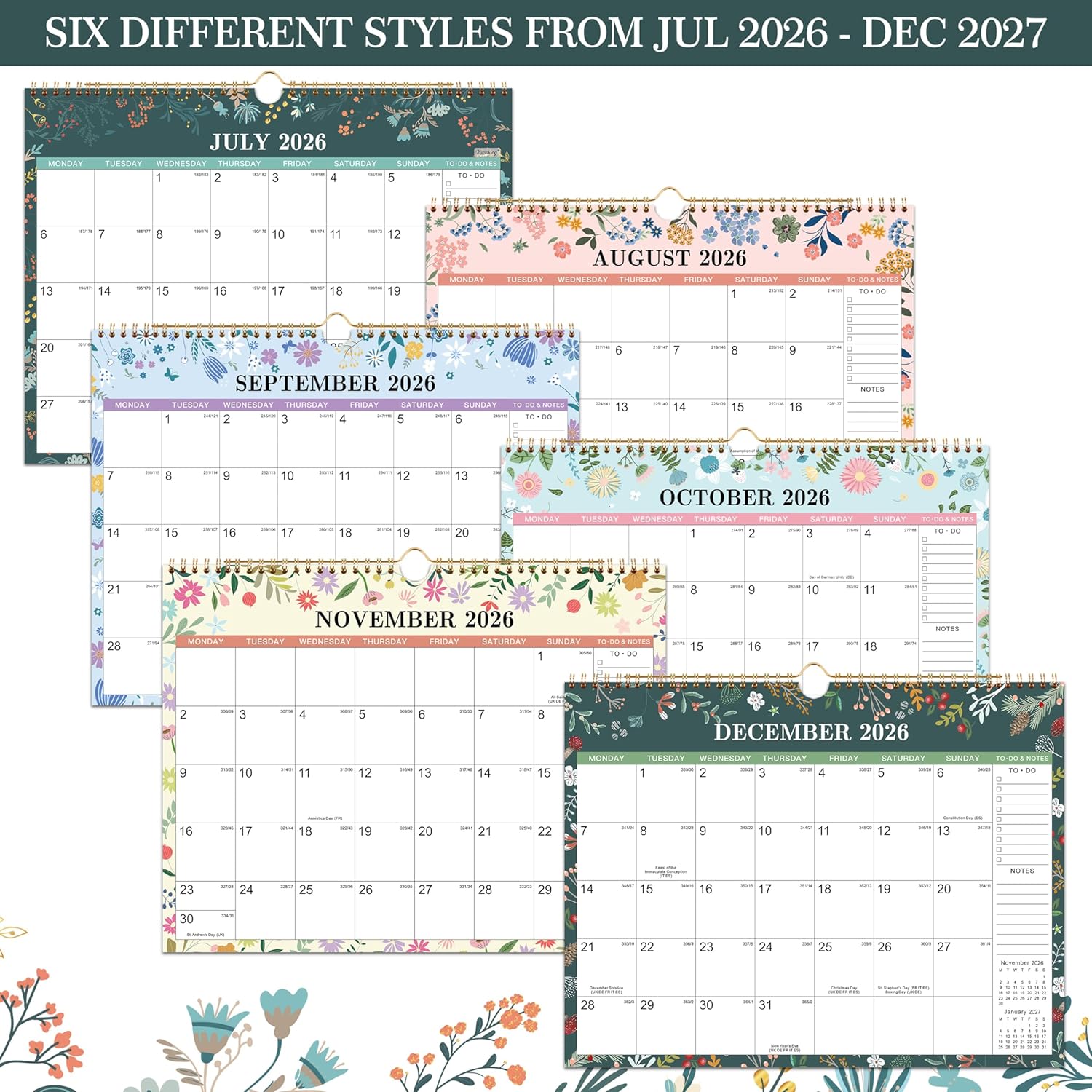 Thumbnail 1 de 2026-2027 Calendar - Wall Calendar (July 2026–December 2027) with 18 Months, 37 x 29 cm