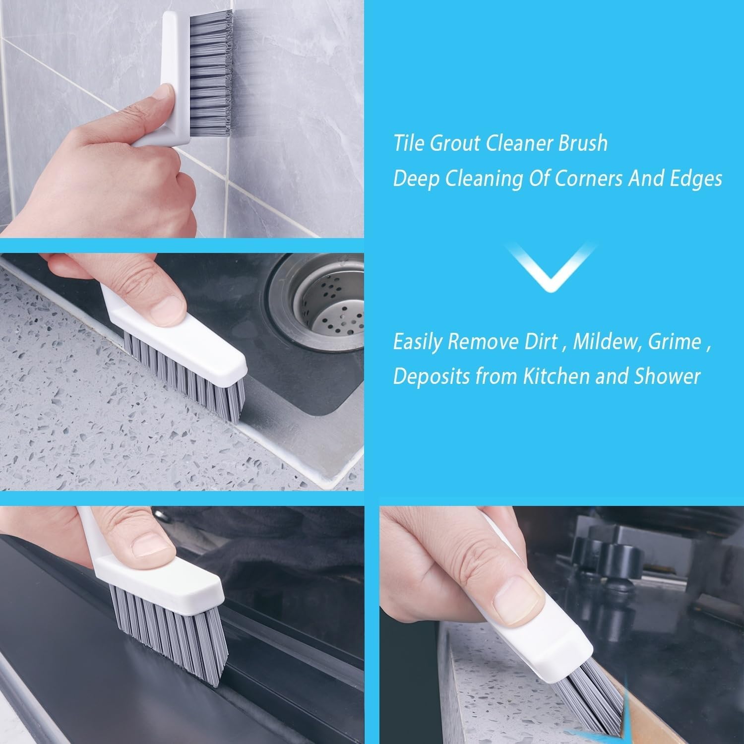 Thumbnail 1 de Lumkew V-Shape Grout Cleaning Brush Set, 2-Piece with Stiff Bristles