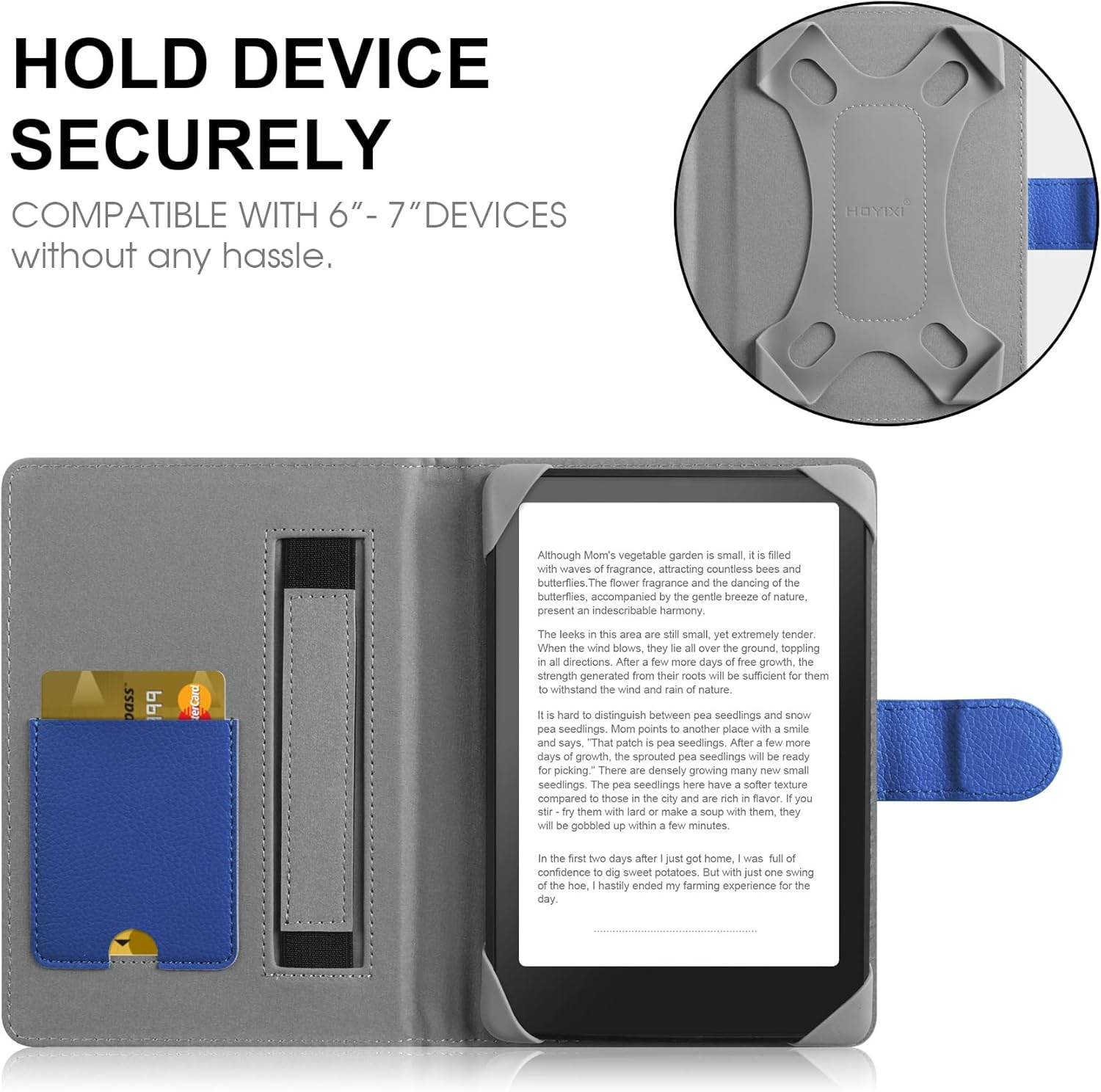 Thumbnail 1 de HoYiXi Universal Hülle für 6–7" eBook Reader (Lederoptik) – Blau