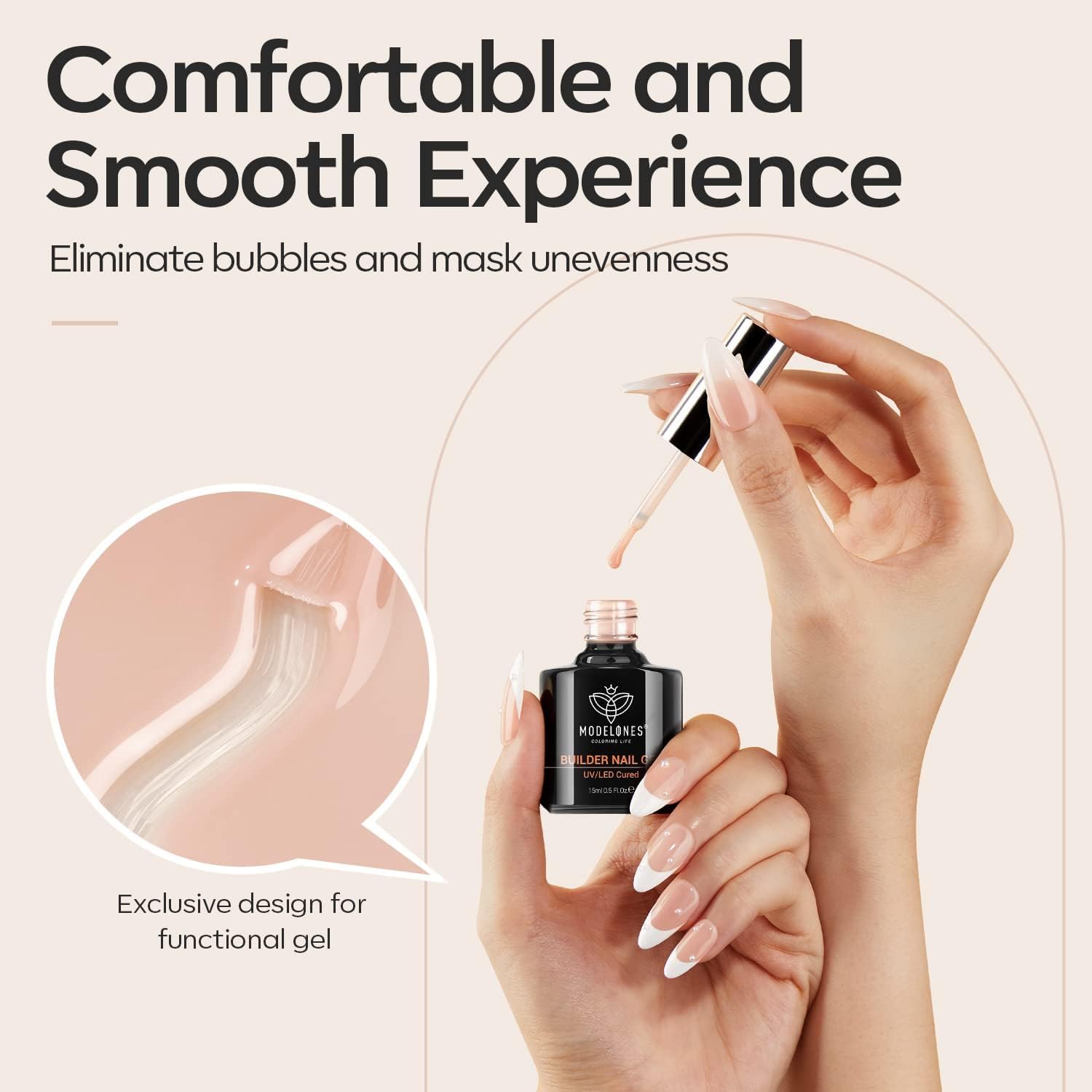 Thumbnail 6 de modelones Gel Constructor UñAs 8-in-ONE buildergel voor sterke nagels, beige, 15 ml