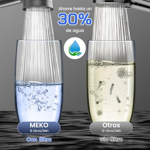 Thumbnail 1 de MEKO Cabezal de ducha con filtro de alta presión y 15 capas, 3 modos y manguera de 1,5 m