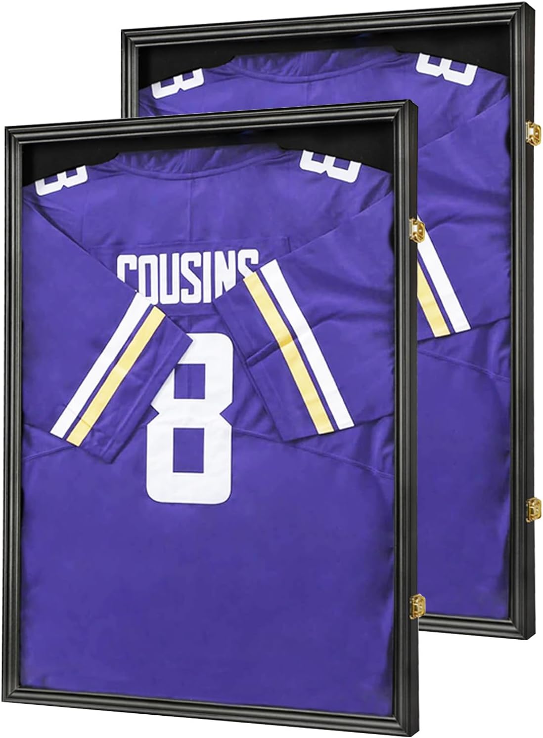 Detalle de Jinchuan black-2pcs Jersey Display Case, Lockable Wood Frame with UV Protection