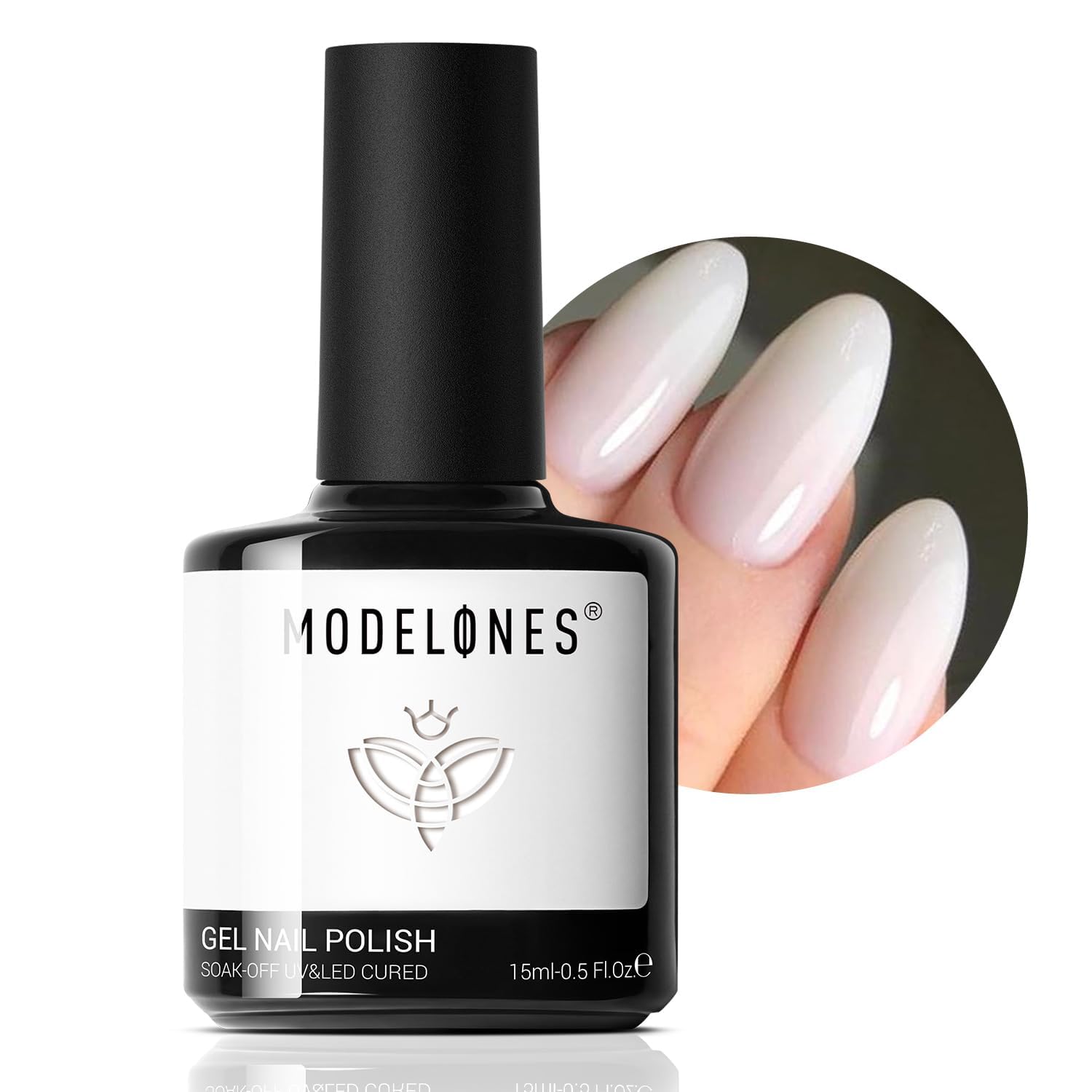 Detalle de modelones Milky White Gel Polish 15 ML
