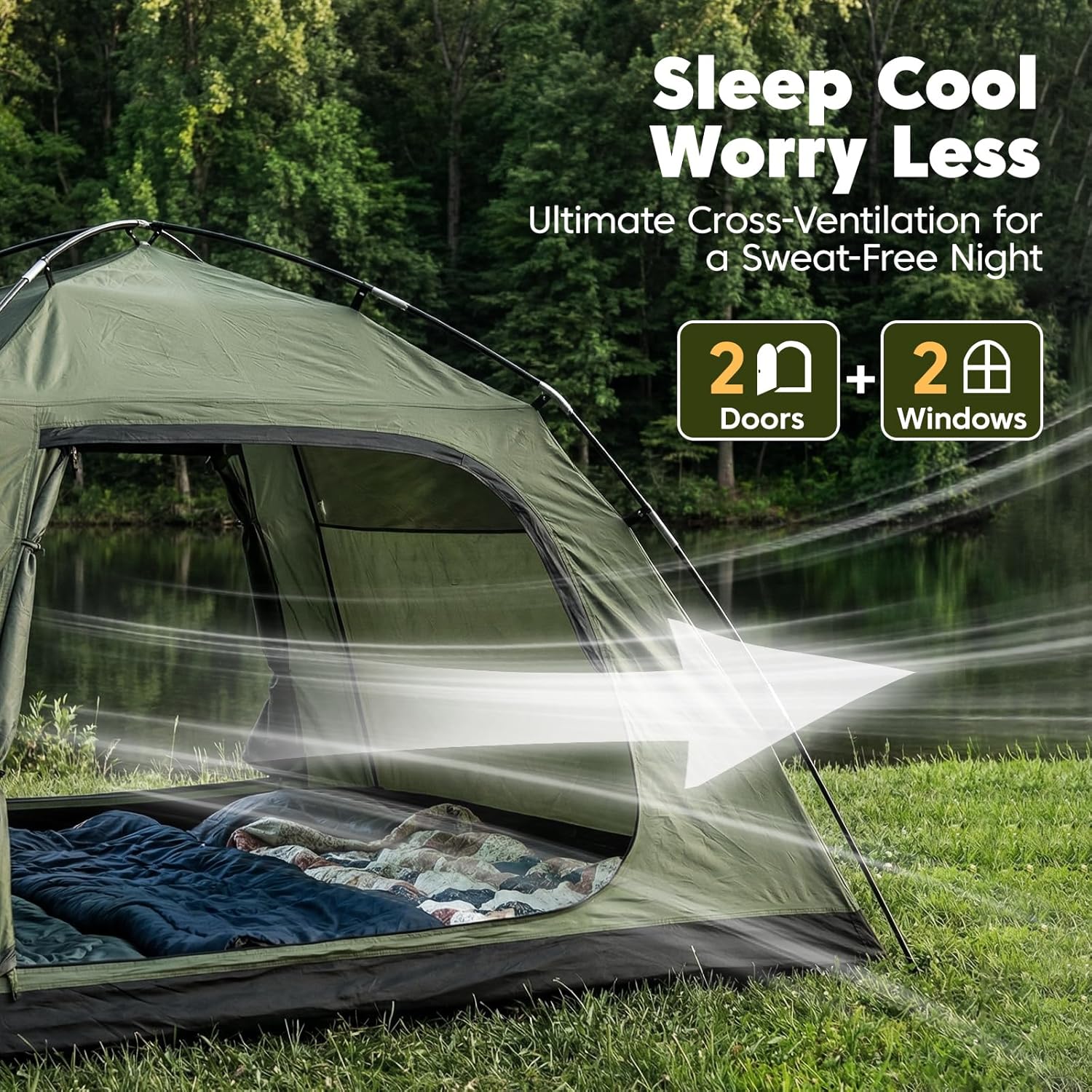 Detalle de Purebox Tents for Camping – 3/4 Man Tent Sundome Camping Tent with Rainfly