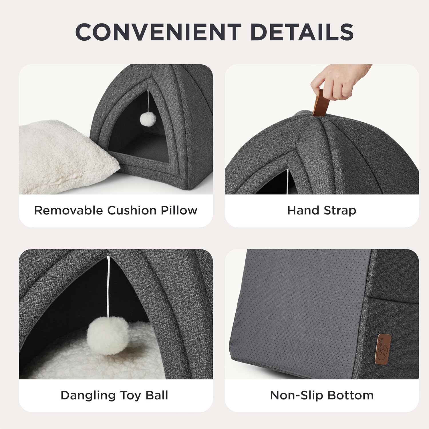 Detalle 2 de Bedsure Cat Cave Bed Igloo 40x40x40cm 🐾