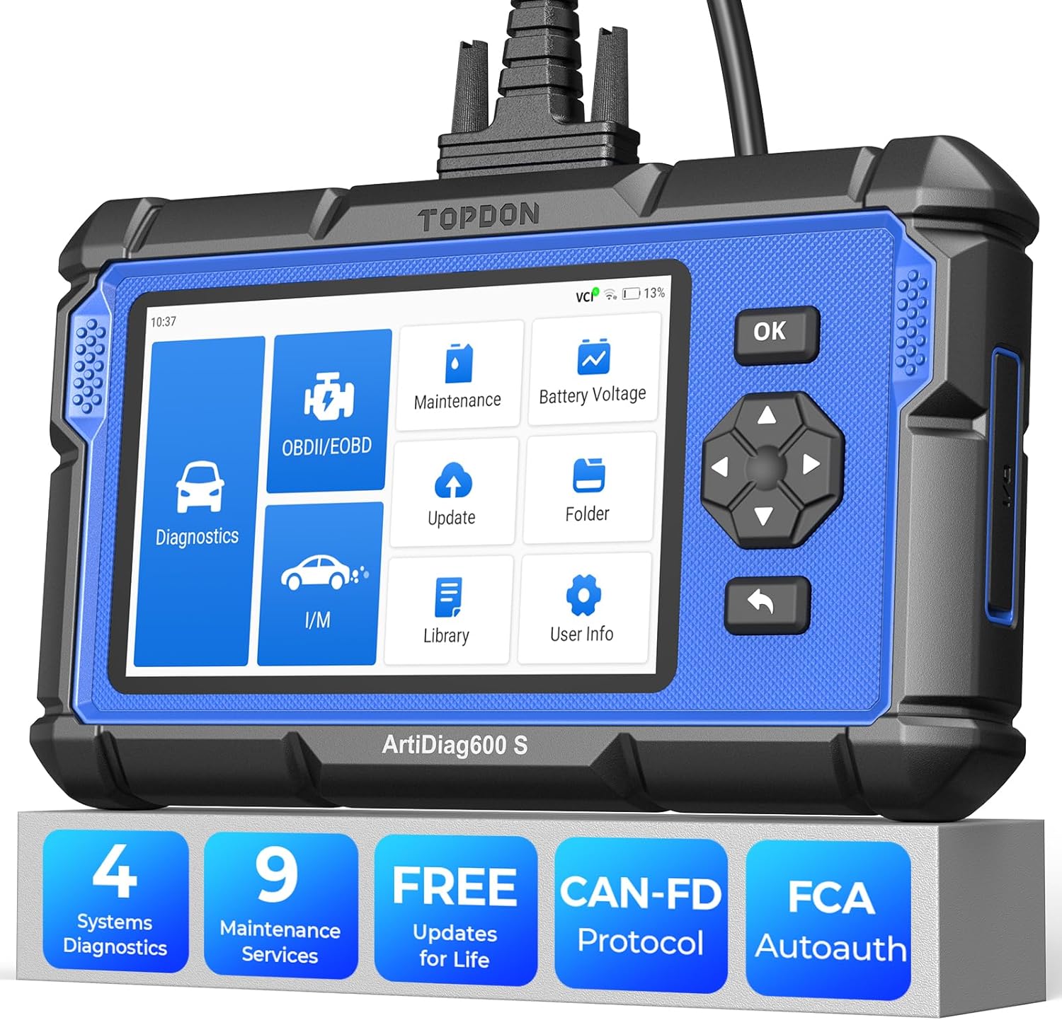 Detalle de TOPDON AD600S-A Car Diagnostic Tool: 9 Reset Services, 4 Systems & Android 11.0